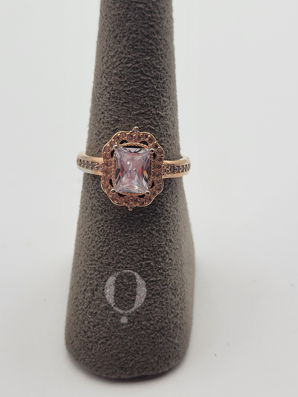 Rose Gold Pink Halo Cocktail Cubic Zirconia Ring